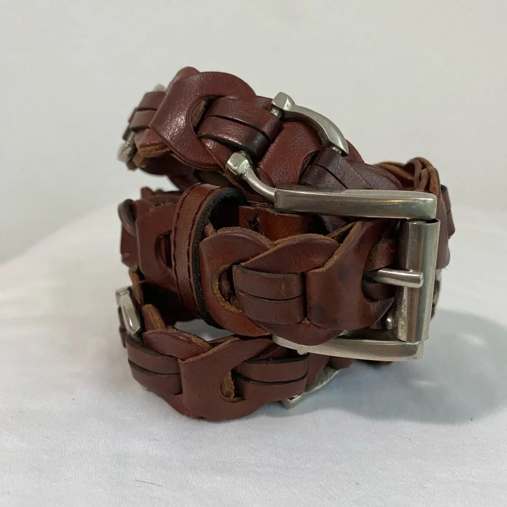 AIMEE LYNN Vintage Brown Women’s Leather Belt Leather Horseshoe bit Belt Sz M